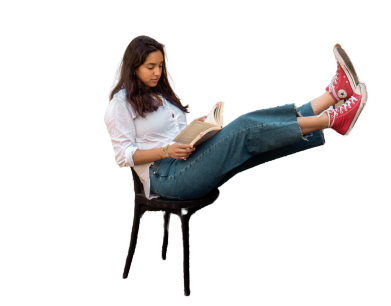 a lady sitting and reading